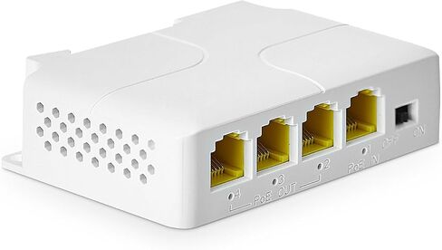 YuLinca 4 Port PoE Extender with 1 PoE in 3 PoE Out, IEEE 802.3 af/at 30W PoE Repeater with 10/100Mbps, Wall and Din Rail Mount PoE Passthrough Switch in Saudi Arabia