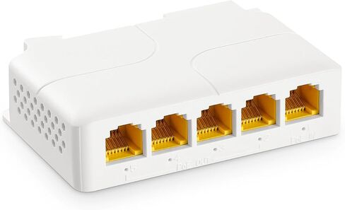 YuLinca 4 Port PoE Extender with 1 PoE in 3 PoE Out, IEEE 802.3 af/at 30W PoE Repeater with 10/100Mbps, Wall and Din Rail Mount PoE Passthrough Switch in Saudi Arabia
