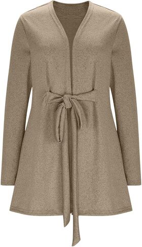 Womens Tie Front Cardigans Lightweight Long Sleeve Open Front Cardigan Sweaters Trendy Fall Clothes Shrugs Cover Ups in Saudi Arabia