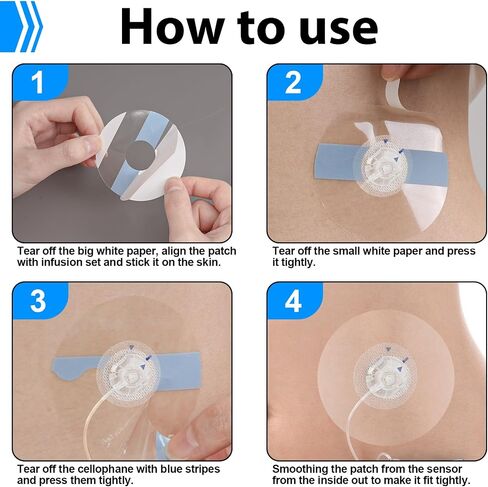 60Pcs Universal Adhesive Patches for CGM and Insulin Pumps, 0.8-Inch Hole, Breathable Clear Patches & Waterproof CGM Sensor Patches 10-14Day, CGM Protection, Pre-Cut Adhesive Tape, Skin-Friendly Patch in Kuwait