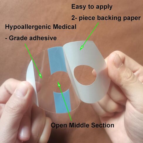 60Pcs Universal Adhesive Patches for CGM and Insulin Pumps, 0.8-Inch Hole, Breathable Clear Patches & Waterproof CGM Sensor Patches 10-14Day, CGM Protection, Pre-Cut Adhesive Tape, Skin-Friendly Patch in Kuwait