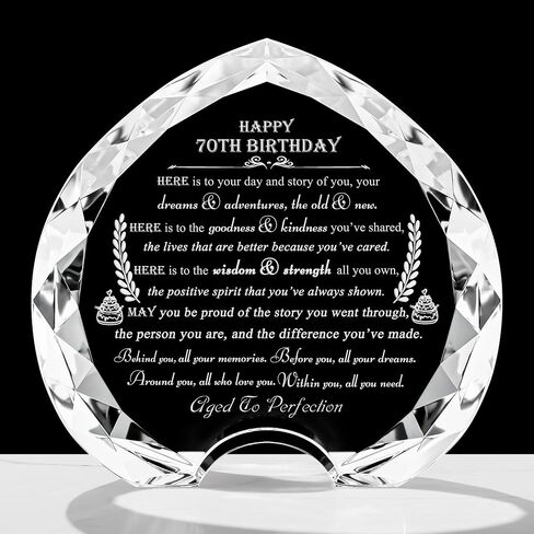 70th Birthday gifts for Women Men - Crystal Heart Gifts Personalized 1954 70 Year Old Birthday Present For Her Him - Happy 70th Birthday Gifts Ideas For Mom Dad Unique in Saudi Arabia