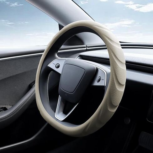 for 2024 Tesla Model 3 & 2025 Model Y Steering Wheel Cover Silicone Material Non-Slip Soft Steering Wheels Protective Interior Accessories (Black) in Saudi Arabia