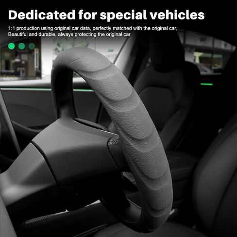 for 2024 Tesla Model 3 & 2025 Model Y Steering Wheel Cover Silicone Material Non-Slip Soft Steering Wheels Protective Interior Accessories (Black) in Saudi Arabia