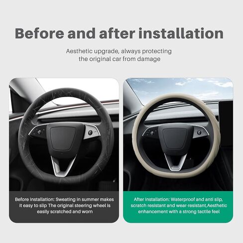 for 2024 Tesla Model 3 & 2025 Model Y Steering Wheel Cover Silicone Material Non-Slip Soft Steering Wheels Protective Interior Accessories (Black) in Saudi Arabia