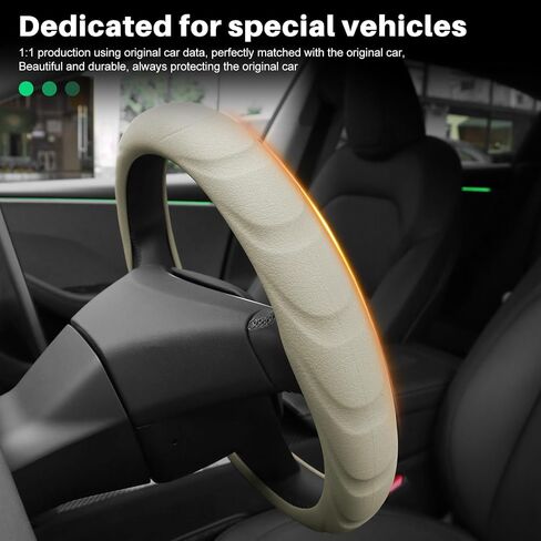 for 2024 Tesla Model 3 & 2025 Model Y Steering Wheel Cover Silicone Material Non-Slip Soft Steering Wheels Protective Interior Accessories (Black) in Saudi Arabia