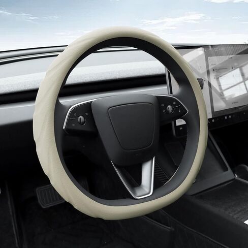 for 2024 Tesla Model 3 & 2025 Model Y Steering Wheel Cover Silicone Material Non-Slip Soft Steering Wheels Protective Interior Accessories (Black) in Saudi Arabia