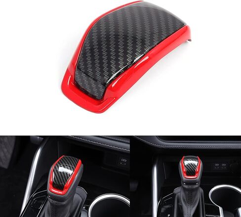 x xotic tech Glossy Black w/Red Gear Shift Knob Cover Trim Compatible with Toyota Toyota Highlander (XU70) 2020-up, RAV4 (XA50) 2020-up, Venza 2021-2024 Car Interior Accessories in Saudi Arabia