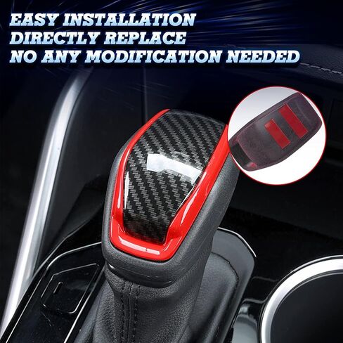 x xotic tech Glossy Black w/Red Gear Shift Knob Cover Trim Compatible with Toyota Toyota Highlander (XU70) 2020-up, RAV4 (XA50) 2020-up, Venza 2021-2024 Car Interior Accessories in Saudi Arabia