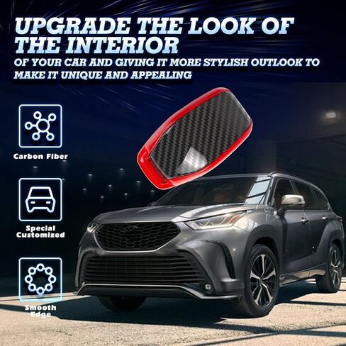 x xotic tech Glossy Black w/Red Gear Shift Knob Cover Trim Compatible with Toyota Toyota Highlander (XU70) 2020-up, RAV4 (XA50) 2020-up, Venza 2021-2024 Car Interior Accessories in Saudi Arabia