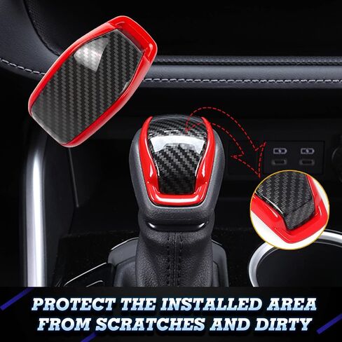 x xotic tech Glossy Black w/Red Gear Shift Knob Cover Trim Compatible with Toyota Toyota Highlander (XU70) 2020-up, RAV4 (XA50) 2020-up, Venza 2021-2024 Car Interior Accessories in Saudi Arabia