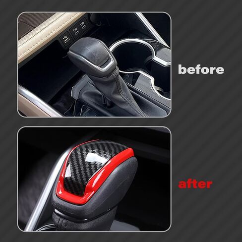 x xotic tech Glossy Black w/Red Gear Shift Knob Cover Trim Compatible with Toyota Toyota Highlander (XU70) 2020-up, RAV4 (XA50) 2020-up, Venza 2021-2024 Car Interior Accessories in Saudi Arabia