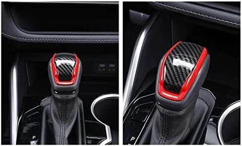 x xotic tech Glossy Black w/Red Gear Shift Knob Cover Trim Compatible with Toyota Toyota Highlander (XU70) 2020-up, RAV4 (XA50) 2020-up, Venza 2021-2024 Car Interior Accessories in Saudi Arabia