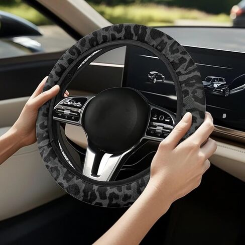 غطاء عجلة القيادة اللطيفة للنساء للنساءات للسيارات ديكور مضاد للانزلاق النيوبرين على مدار العجلة التوجيهي على حامي العالم 15 بوصة ، أسود in Kuwait
