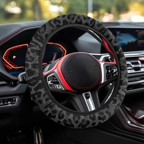 غطاء عجلة القيادة اللطيفة للنساء للنساءات للسيارات ديكور مضاد للانزلاق النيوبرين على مدار العجلة التوجيهي على حامي العالم 15 بوصة ، أسود in Kuwait