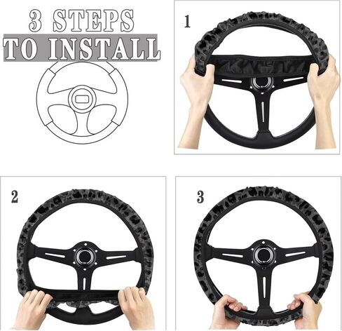 غطاء عجلة القيادة اللطيفة للنساء للنساءات للسيارات ديكور مضاد للانزلاق النيوبرين على مدار العجلة التوجيهي على حامي العالم 15 بوصة ، أسود in Kuwait