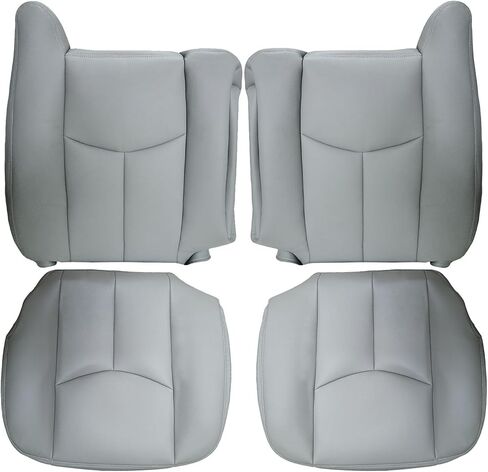 Leather Seat Cover for Chevy Silverado GMC Sierra 1500 2500 3500 Yukon Suburban Avalanche Tahoe 2003-2006, Driver and Passenger Side (Front Gray) in Saudi Arabia