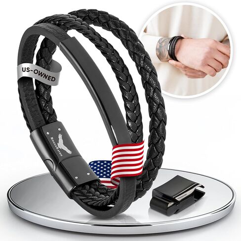 ROGUE RAVEN Leather Bracelet For Men [Size Adjustable] Tarnish Free Wrist Bracelet With Stainless Steel Closure | Aesthetic Fashion Accessorie in Exclusive Jewlery Box | Buy Now in Saudi Arabia