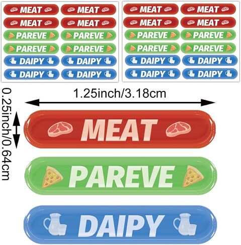 120 Pcs Kosher Labels Meat Dairy Parve Stickers 1.5 x 1.5 inch Blue Dairy Red Meat Green Pareve Stickers Freezable Microwavable Dishwasher Labels for Kosher Kitchen Use (Square) in Saudi Arabia