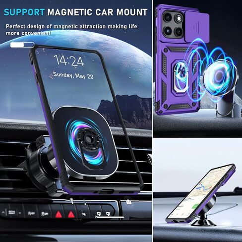 Janmitta Compatible with Moto Edge 2022 Case Built in Slide Camera Lens Cover+Screen Protector+Metal Kickstand,Heavy Duty Shockproof Full Body Cover,Black in Kuwait