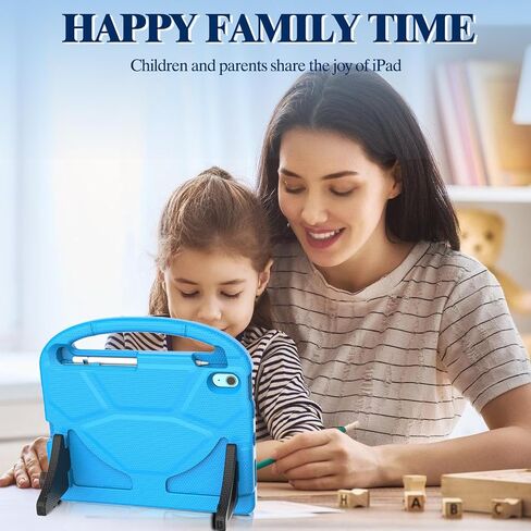 حالة Kids for iPad 11th Generation (A16 11 "2025) و iPad 10th Gen (10.9 بوصة 2022)-غطاء الوقاية من الصدمات الكامل للجسم مع واقي الشاشة ، حامل قلم رصاص ومقبض ، أزرق in Kuwait