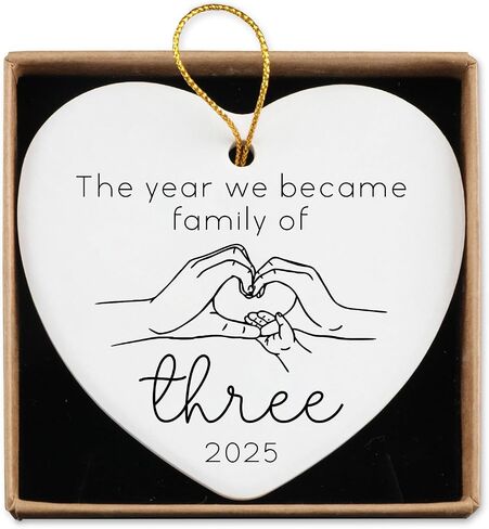 First Time Mom Dad Gifts for Expecting Mom Dad First Christmas Family of 3 Ornament Expecting Parents to Be Unique Gifts Ceramic Ornament in Kuwait