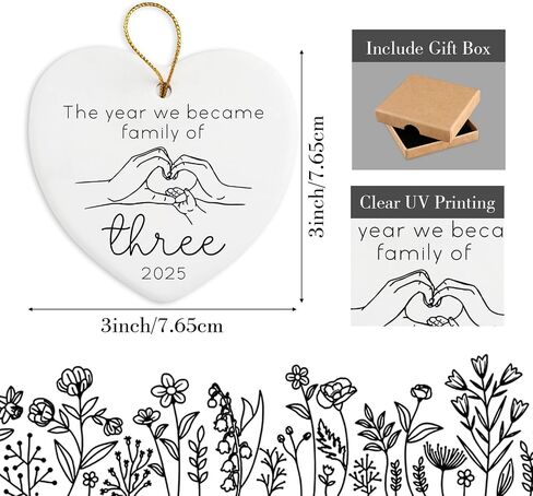First Time Mom Dad Gifts for Expecting Mom Dad First Christmas Family of 3 Ornament Expecting Parents to Be Unique Gifts Ceramic Ornament in Kuwait
