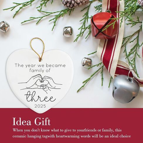 First Time Mom Dad Gifts for Expecting Mom Dad First Christmas Family of 3 Ornament Expecting Parents to Be Unique Gifts Ceramic Ornament in Kuwait