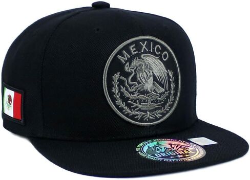 Mexican Hat Mexico Eagle Federal Logo Embroidery Snapback Flat Bill Baseball Cap in Saudi Arabia