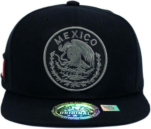 Mexican Hat Mexico Eagle Federal Logo Embroidery Snapback Flat Bill Baseball Cap in Saudi Arabia