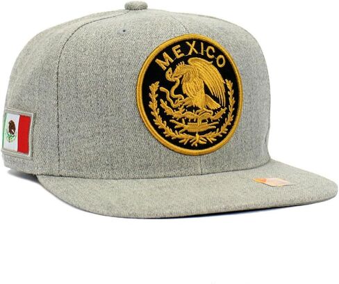 Mexican Hat Mexico Eagle Federal Logo Embroidery Snapback Flat Bill Baseball Cap in Saudi Arabia