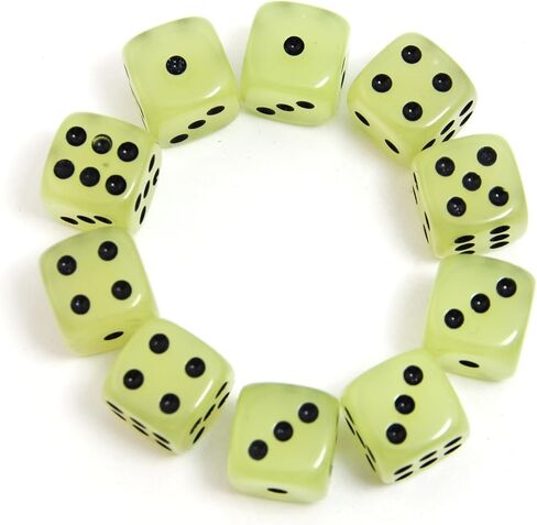 SmartDealsPro D6 Six Sided Glow in The Dark Dice Die for DND, MTG, RPG, Tenzi, Farkle, Yahtzee, Bunco, Teaching Math, Table Board Game (16mm golden dots, 50, pieces) in Saudi Arabia