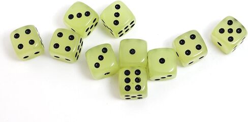 SmartDealsPro D6 Six Sided Glow in The Dark Dice Die for DND, MTG, RPG, Tenzi, Farkle, Yahtzee, Bunco, Teaching Math, Table Board Game (16mm golden dots, 50, pieces) in Saudi Arabia