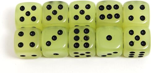 SmartDealsPro D6 Six Sided Glow in The Dark Dice Die for DND, MTG, RPG, Tenzi, Farkle, Yahtzee, Bunco, Teaching Math, Table Board Game (16mm golden dots, 50, pieces) in Saudi Arabia
