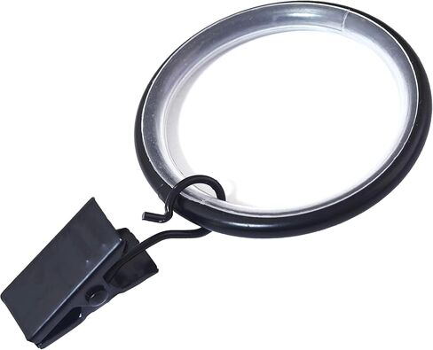 24 Pack Curtain Rings with Smooth, Quiet Nylon Inserts with Clips, Window Clip Rings Curtain Hooks Hangers, 1.26 in Interior Diameter, Fits up to 1" Rod (Nickel) in Saudi Arabia