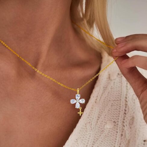 14K Gold Plated | 14K Platinum Plated Necklace for Women Necklace Earrings Set with Sparkling Zircon Inlay and Silver Post Earrings in Saudi Arabia
