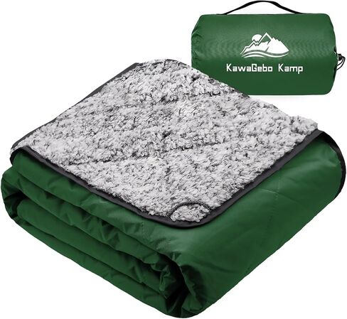 Sherpa Waterproof Outdoor Blanket 80" X 58" | Large Sherpa Fleece Stadium Blanket for Cold Weather, Windproof Poncho for Camping, Hiking, Outdoor Sports - Black in Kuwait
