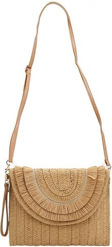 احصل على محفظة بمقبض من القش للنساء للصيف وحقائب يد على شكل ظرف للشاطئ ومحفظة وحقيبة كروس in Kuwait