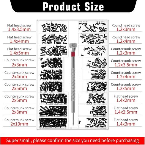 500 Pcs Small Screws for Electronics, M1.2/M1.4/M2.0 Replacement Screws with Screwdriver for Glasses Watches Laptop Computer in Saudi Arabia