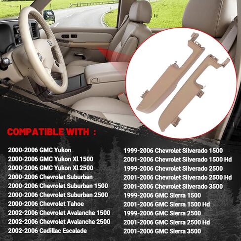 Door Armrest Front Left and Right Side Replacement for 2000-2006 Chevy GMC Cadillac - Silverado Suburban Tahoe Sierra Yukon Escalade, Beige in Saudi Arabia