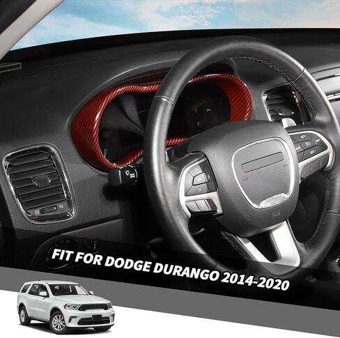 Jimen Fit for Dodge Durango 2014-2020, Car Dashboard Cover Interior Trim Accessories (Red Carbon Fiber) in Saudi Arabia