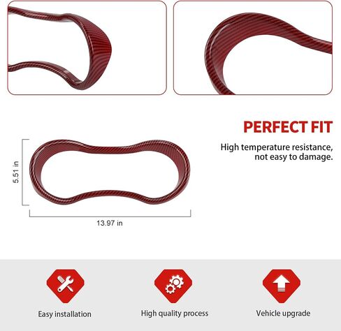 Jimen Fit for Dodge Durango 2014-2020, Car Dashboard Cover Interior Trim Accessories (Red Carbon Fiber) in Saudi Arabia