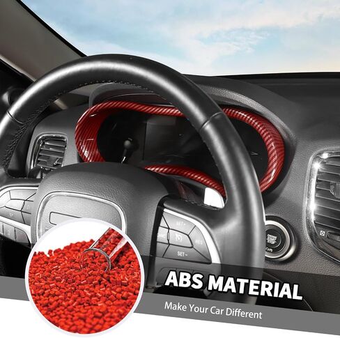 Jimen Fit for Dodge Durango 2014-2020, Car Dashboard Cover Interior Trim Accessories (Red Carbon Fiber) in Saudi Arabia