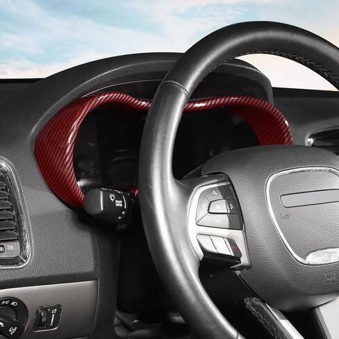 Jimen Fit for Dodge Durango 2014-2020, Car Dashboard Cover Interior Trim Accessories (Red Carbon Fiber) in Saudi Arabia