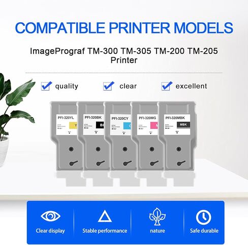 PFI120 PFI-120 130-ml Ink Tank 5-Pack PFI120MBK PFI120BK PFI120C PFI120M PFI120Y Ink Cartridge Replacement for Canon TM-205 TM-300 TM-305 Printer in Saudi Arabia