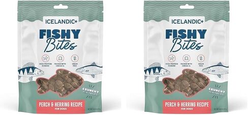 Icelandic+ Fishy Bites: Perch & Herring - 2oz - Dog Treats, Crunchy Mini Snacks, 3 Ingredient Pet Rewards, Preservative Free, Slow Baked, Natural in Saudi Arabia