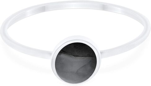 Solitaire Fashion Petite Dainty العصرية Solitaire Ring Round Round Black Onyx 925 Sterling Silver in Kuwait