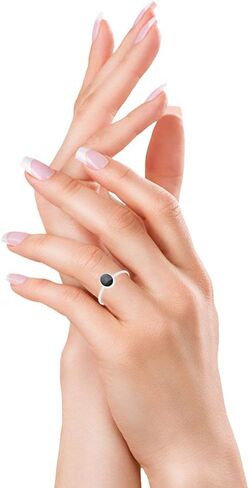 Solitaire Fashion Petite Dainty العصرية Solitaire Ring Round Round Black Onyx 925 Sterling Silver in Kuwait