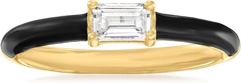 Ross-Simons Italian .30 Carat CZ and Black Enamel Ring in 18kt Gold Over Sterling in Saudi Arabia