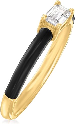 Ross-Simons Italian .30 Carat CZ and Black Enamel Ring in 18kt Gold Over Sterling in Saudi Arabia